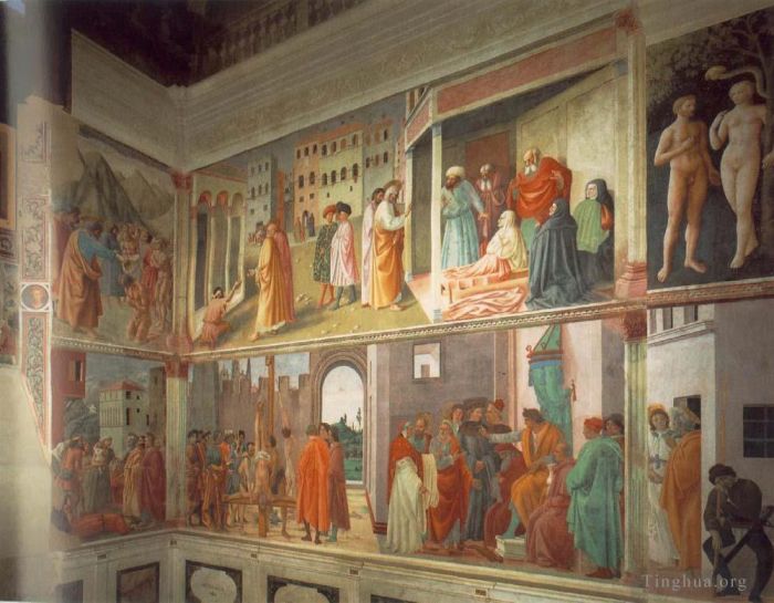 马萨乔 的各类绘画作品 -  《布兰卡奇无伴奏合唱团的壁画右视图》