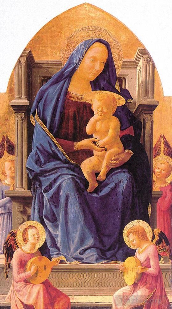 马萨乔 的各类绘画作品 -  《麦当娜与孩子和天使》