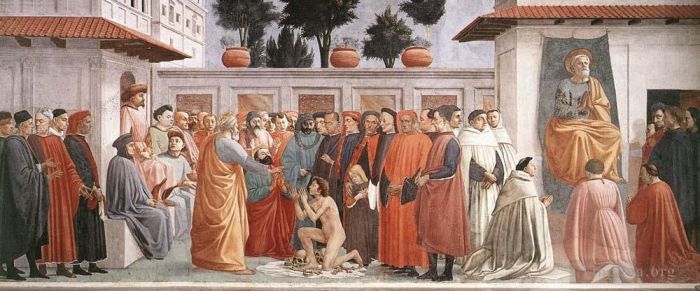 马萨乔 的各类绘画作品 -  《提奥菲勒斯和圣彼得之子的加冕》