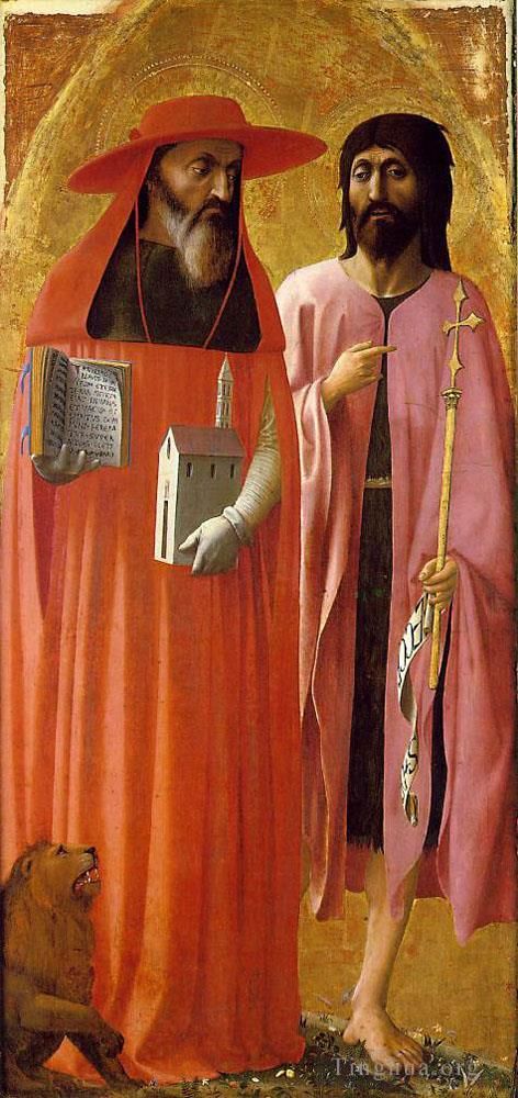 马萨乔 的各类绘画作品 -  《圣杰罗姆和施洗者圣约翰》