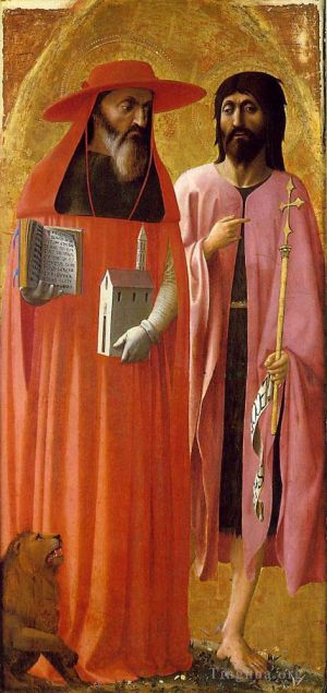 艺术家马萨乔作品《圣杰罗姆和施洗者圣约翰》