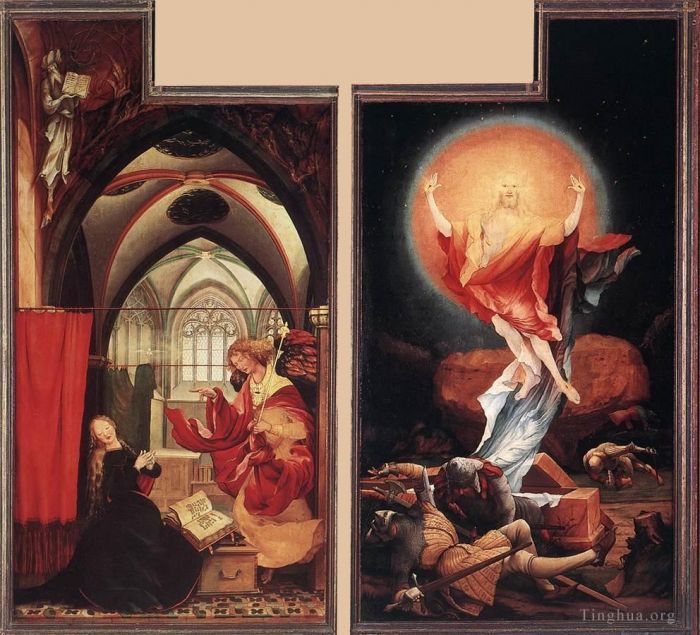 马蒂亚斯·格吕内瓦尔德 的油画作品 -  《报喜与复活》