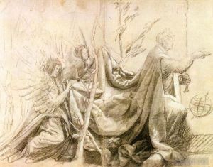 艺术家马蒂亚斯·格吕内瓦尔德作品《跪着的国王和两个天使》