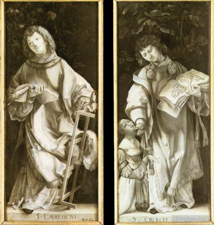 马蒂亚斯·格吕内瓦尔德 的各类绘画作品 -  《圣劳伦斯和圣西里库斯》