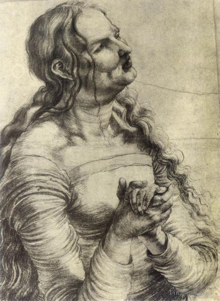 马蒂亚斯·格吕内瓦尔德 的各类绘画作品 -  《哭泣的女人》