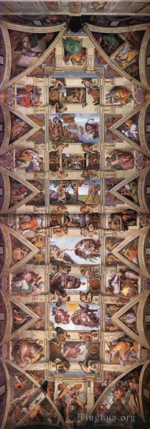 艺术家米开朗琪罗作品《西廷教堂天花板壁画》