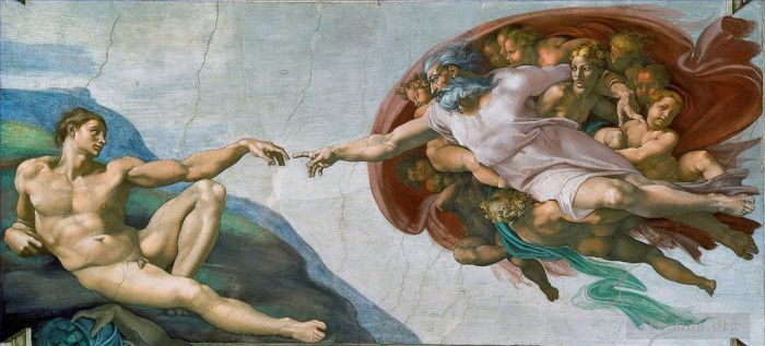 米开朗琪罗 的各类绘画作品 -  《创造亚当》
