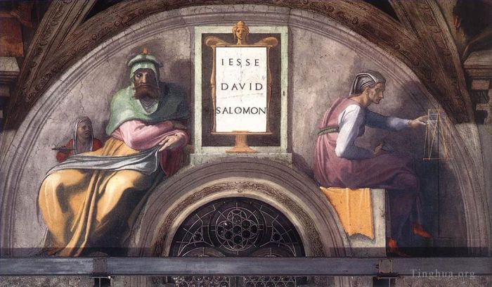 米开朗琪罗 的各类绘画作品 -  《LunetteXI,西斯廷教堂》