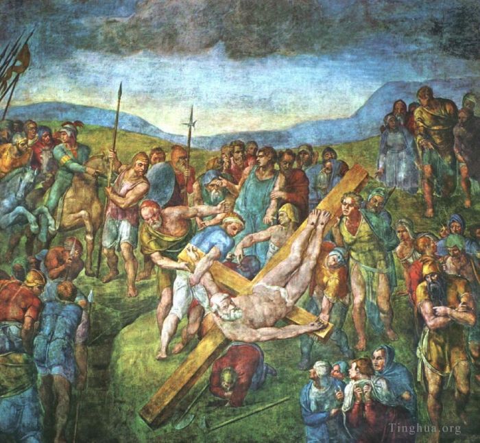 米开朗琪罗 的各类绘画作品 -  《圣彼得殉难》