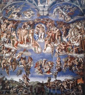 艺术家米开朗琪罗作品《西廷教堂壁画之最后的审判》