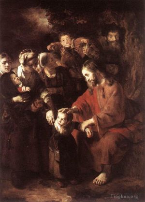 艺术家尼古拉斯·马斯作品《基督祝福孩子们》