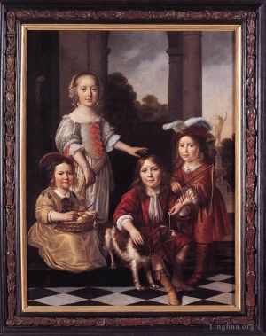 艺术家尼古拉斯·马斯作品《四个孩子的肖像》