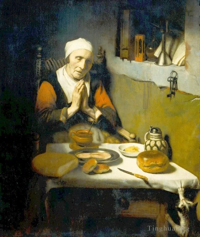 尼古拉斯·马斯 的油画作品 -  《祷告》
