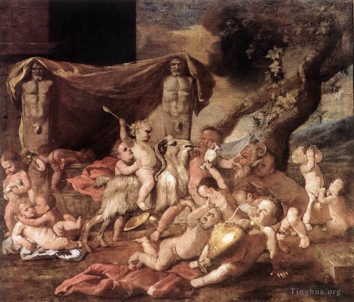 尼古拉斯·普桑 的油画作品 -  《普蒂的酒神节》
