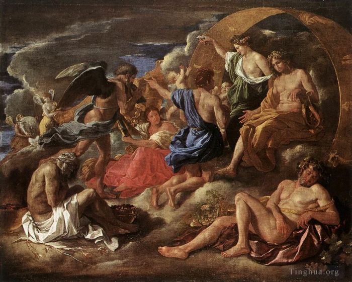 尼古拉斯·普桑 的油画作品 -  《赫利俄斯和辉腾与土星和四个季节》