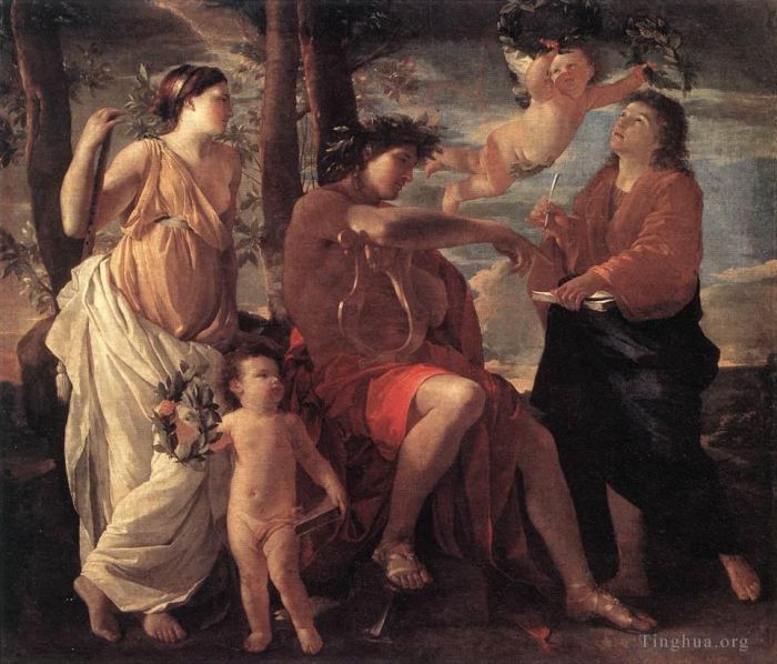 尼古拉斯·普桑 的油画作品 -  《诗人的灵感》