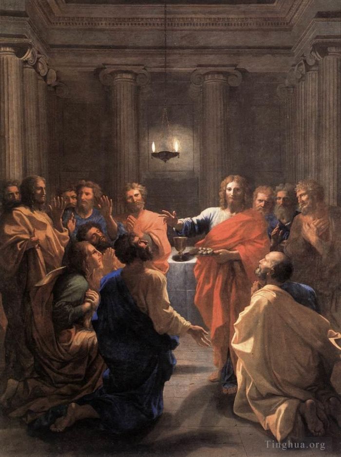 尼古拉斯·普桑 的油画作品 -  《圣体圣事的制度》