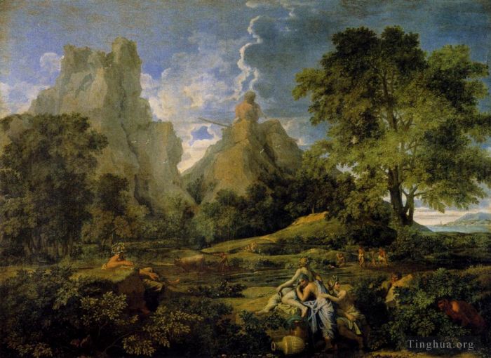 尼古拉斯·普桑 的油画作品 -  《尼古拉斯风景与波吕斐摩斯》