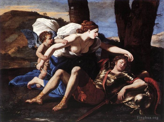 尼古拉斯·普桑 的油画作品 -  《里纳尔多和阿米达》