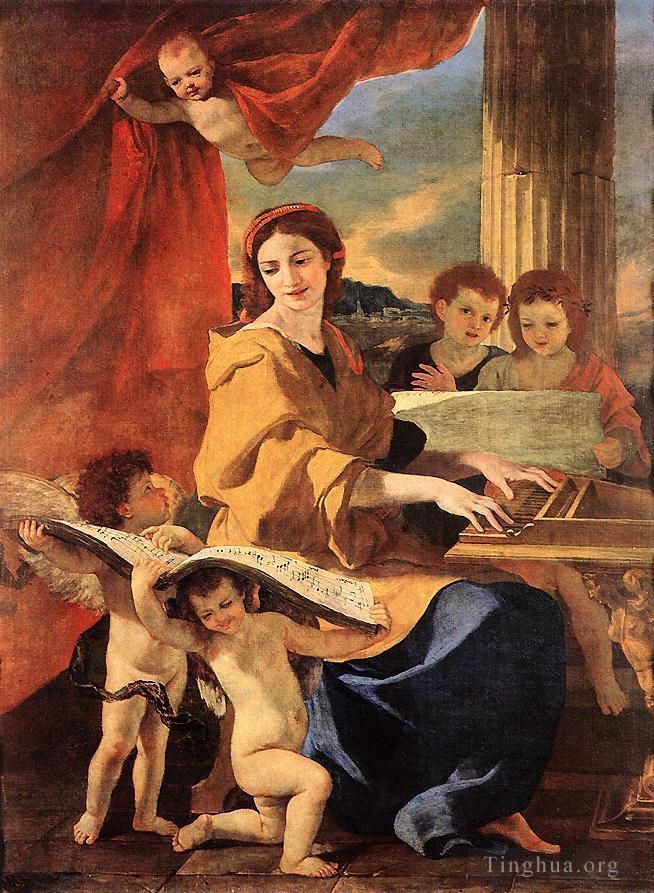 尼古拉斯·普桑 的油画作品 -  《圣塞西莉亚》