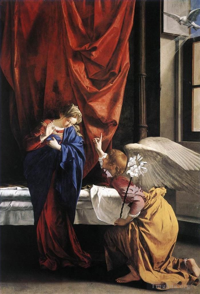 奥拉齐奥·洛米·真蒂莱斯基 的油画作品 -  《天使报喜》