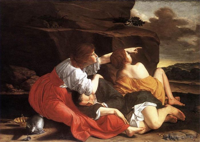 奥拉齐奥·洛米·真蒂莱斯基 的油画作品 -  《罗得和他的女儿们》