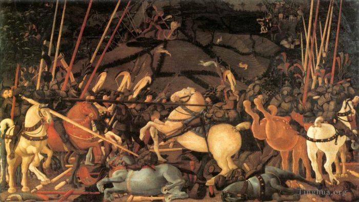 保罗·乌切洛 的各类绘画作品 -  《贝尔纳迪诺·德拉·席亚达,(Bernardino,Della,Ciarda),被甩下马》