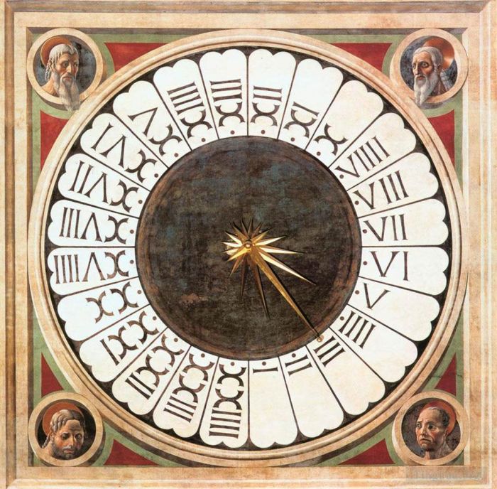 保罗·乌切洛 的各类绘画作品 -  《带有先知头像的时钟》