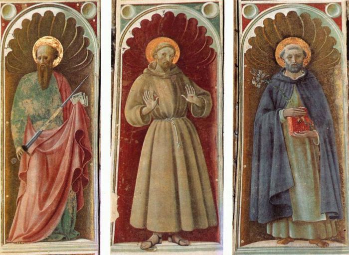 保罗·乌切洛 的各类绘画作品 -  《圣保罗·弗朗西斯和杰罗姆》
