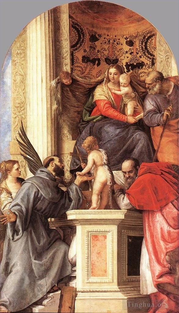 保罗·委罗内塞 的油画作品 -  《麦当娜与圣徒一起加冕》