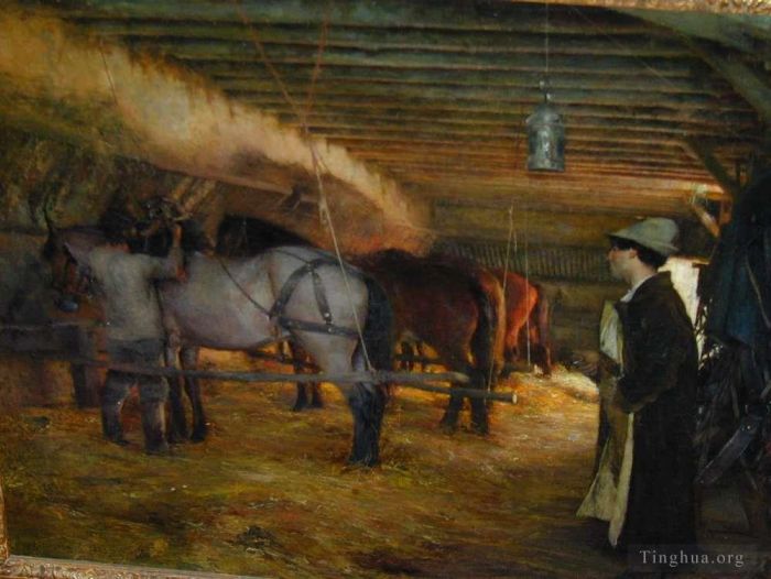帕斯卡·达仰·布弗莱 的油画作品 -  《在马厩里》