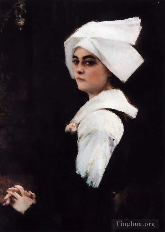 帕斯卡·达仰·布弗莱 的油画作品 -  《布列塔尼女孩的肖像》