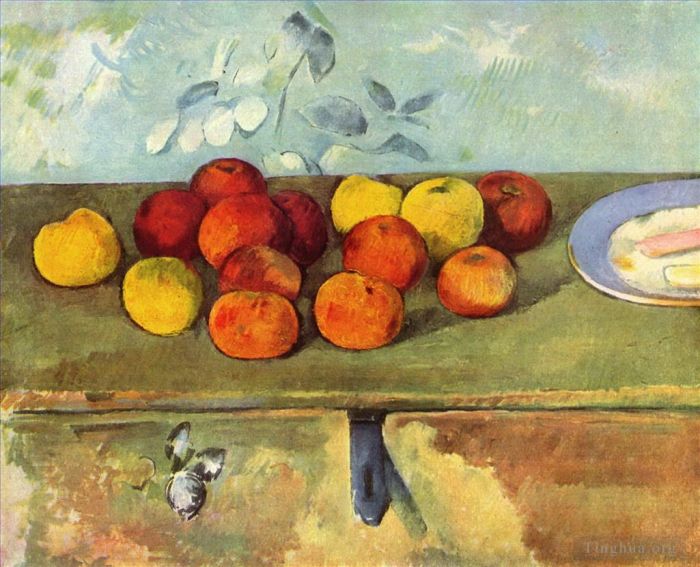 保罗·塞尚 的油画作品 -  《苹果和饼干》