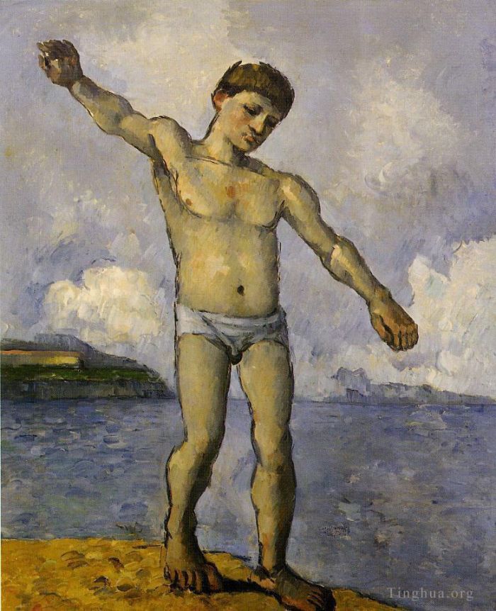 保罗·塞尚 的油画作品 -  《张开双臂的沐浴者》