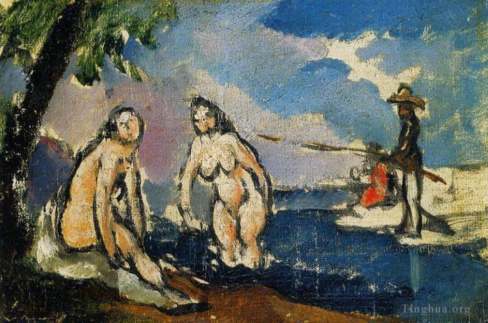 保罗·塞尚 的油画作品 -  《沐浴者和钓线的渔夫》