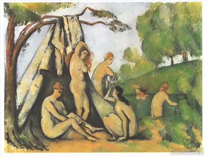 保罗·塞尚 的油画作品 -  《浴池前的沐浴者》