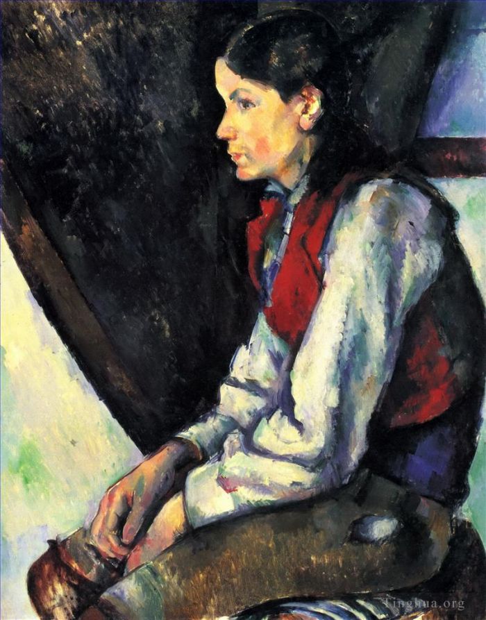 保罗·塞尚 的油画作品 -  《穿红汗衫的男孩》