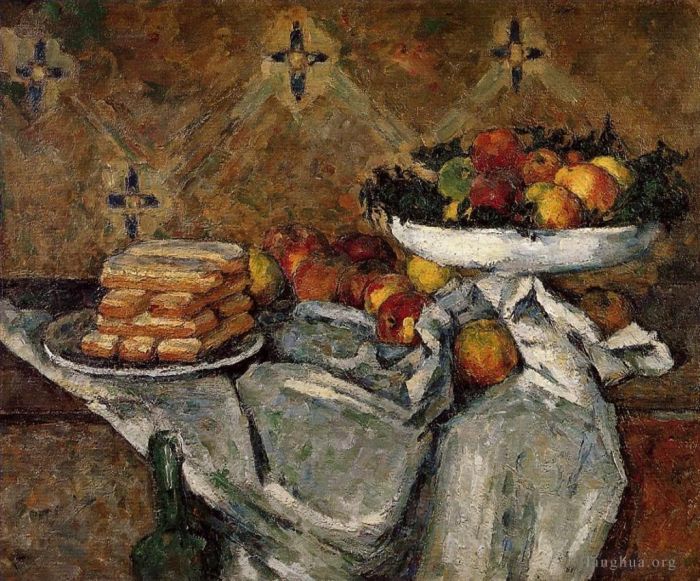 保罗·塞尚 的油画作品 -  《Compotier,和一盘饼干》