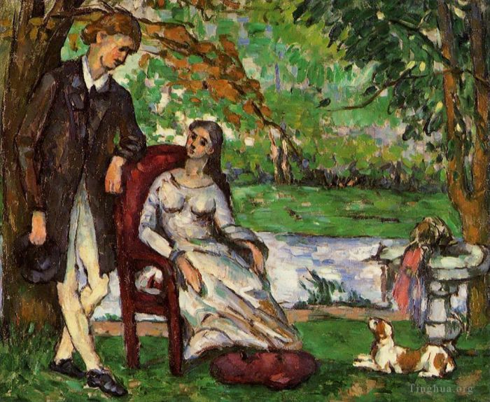 保罗·塞尚 的油画作品 -  《花园里的情侣》