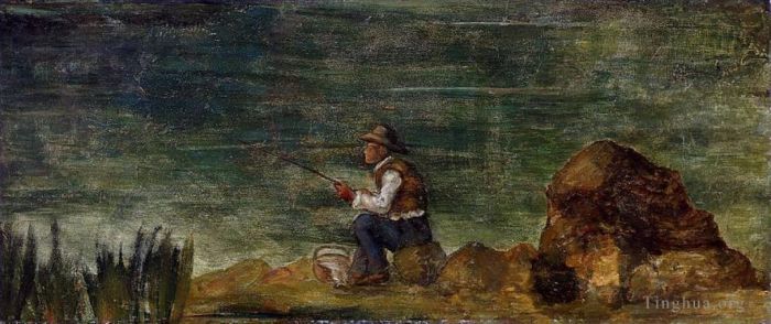 保罗·塞尚 的油画作品 -  《岩石上的渔夫》