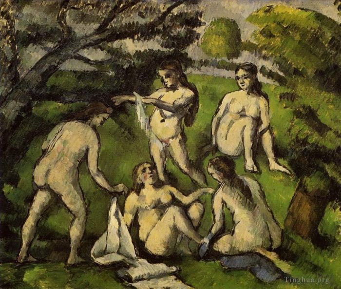 保罗·塞尚 的油画作品 -  《五浴者2》