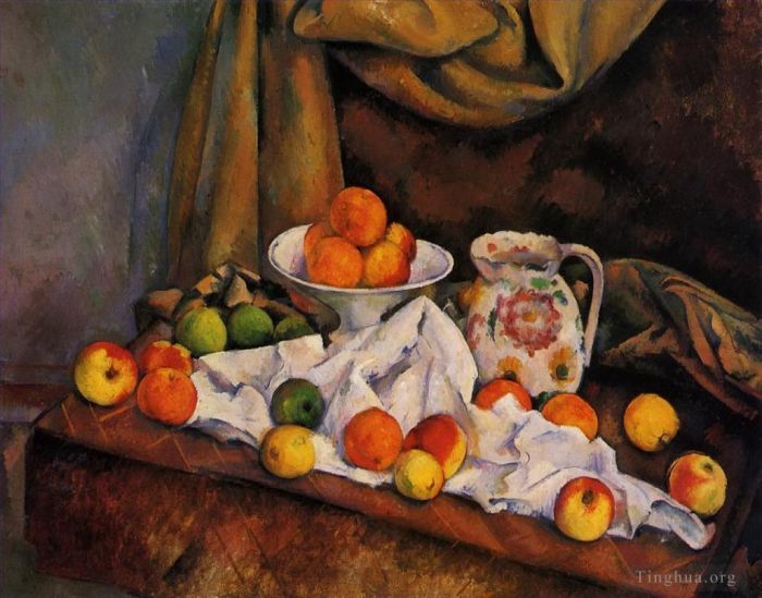 保罗·塞尚 的油画作品 -  《水果碗投手和水果》