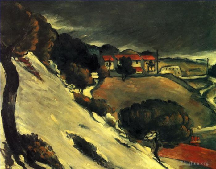 保罗·塞尚 的油画作品 -  《雪下的埃斯塔克》
