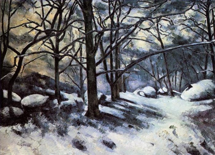 保罗·塞尚 的油画作品 -  《枫丹白露雪融化》