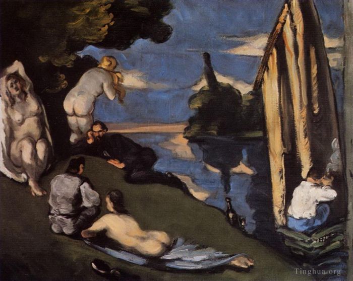 保罗·塞尚 的油画作品 -  《田园诗或田园诗》