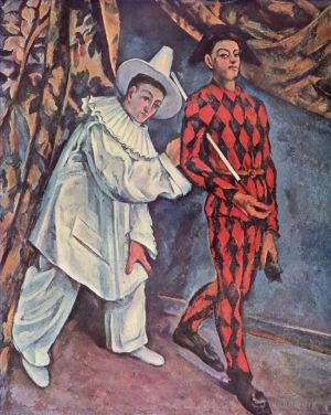 艺术家保罗·塞尚作品《皮埃罗和丑角狂欢节》