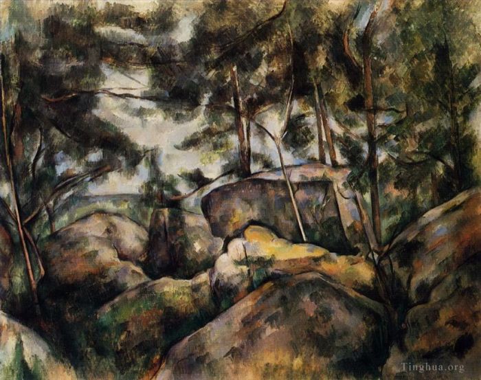 保罗·塞尚 的油画作品 -  《枫丹白露的岩石》