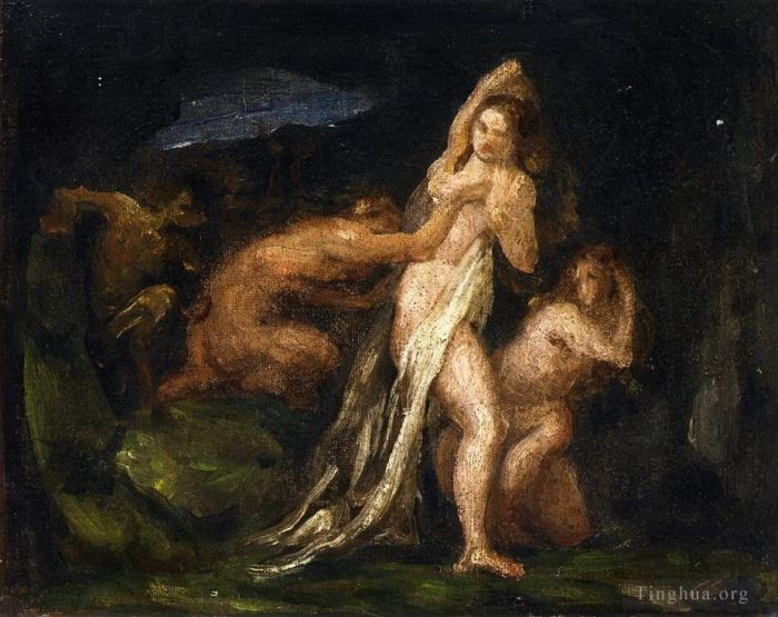 保罗·塞尚 的油画作品 -  《萨蒂尔和仙女》