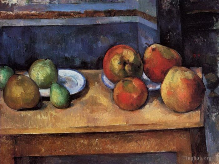 保罗·塞尚 的油画作品 -  《静物苹果和梨》