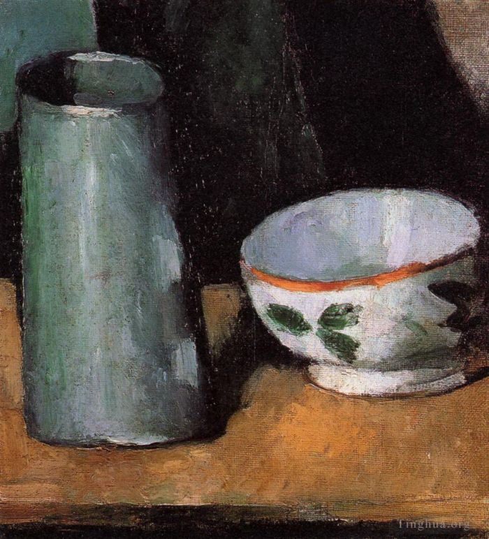 保罗·塞尚 的油画作品 -  《静物碗和牛奶壶》